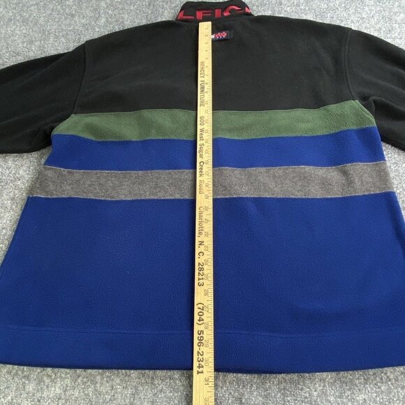 Vtg Tommy Hilfiger Outdoor Mens XL Jacket Striped 1/4 Zip Fleece Spellout Hoodie - Picture 13 of 16